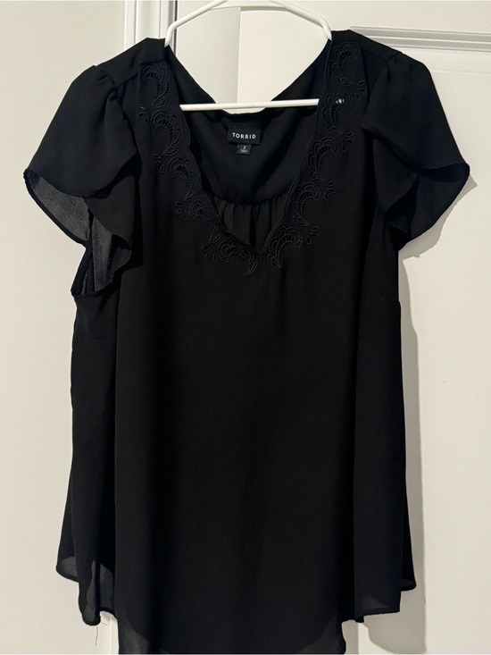 torrid Tops - Torrid Black Embroidered Yoke Blouse